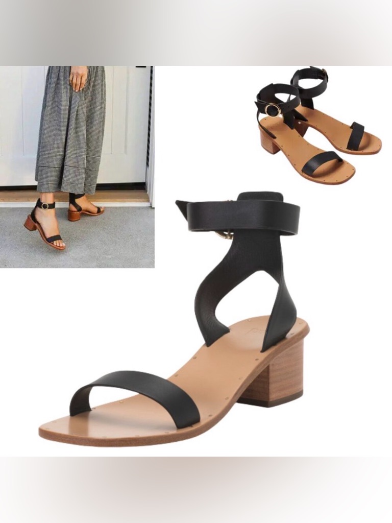 Beek Sapphire Black Leather Block Sandal